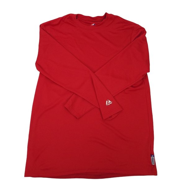 Majestic Cool Base Long Sleeve Shirt Mens Size L Pullover Red Baseball Athletic - Picture 3 of 9